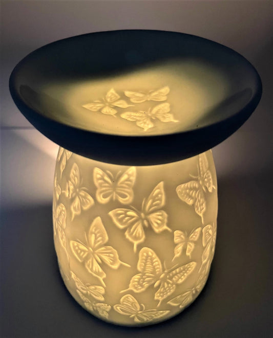 Ceramic Butterfly Design Oil Burner White