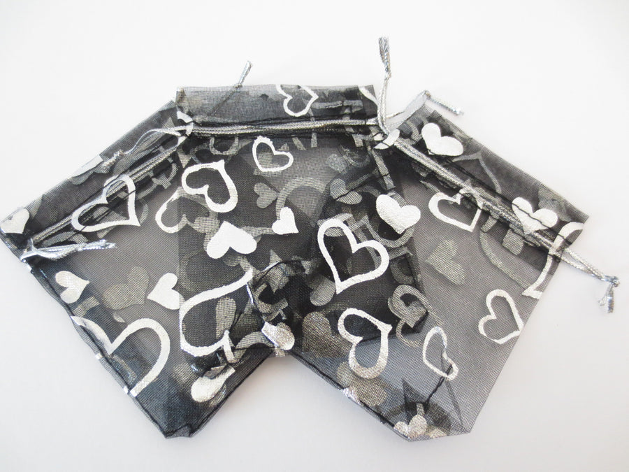 Organza Zakjes Hartjes - 7.5cm x 10cm