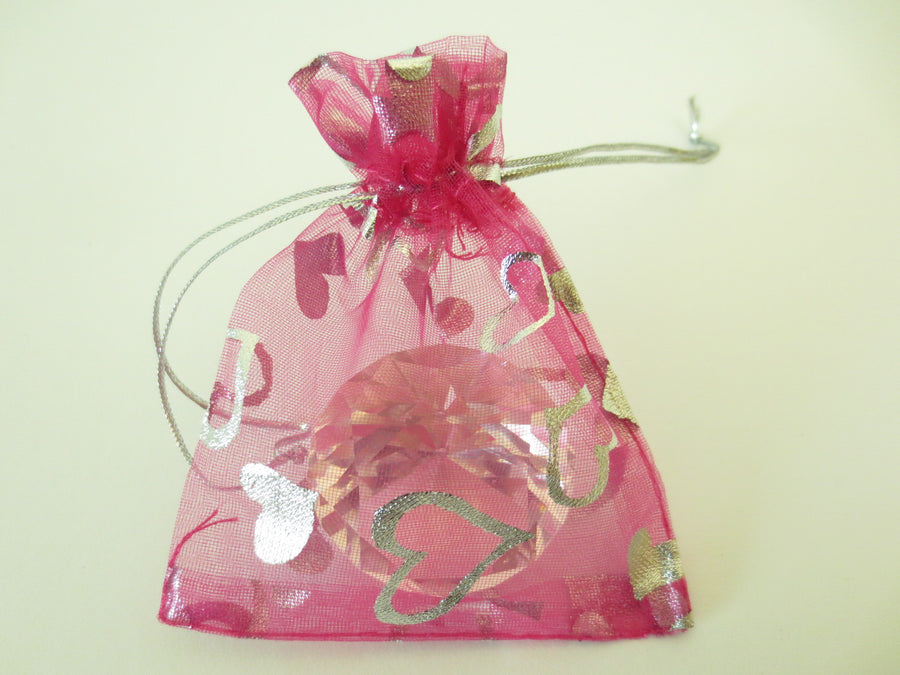 Organza Zakjes Hartjes Fuchsia - 10cm x 15cm