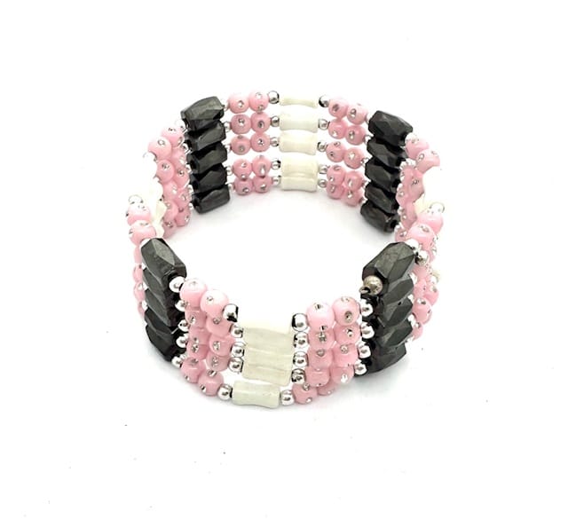 Roze Magnetisch Wikkelarmband met Kralen