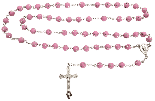 Rozenkrans pink with diamonds