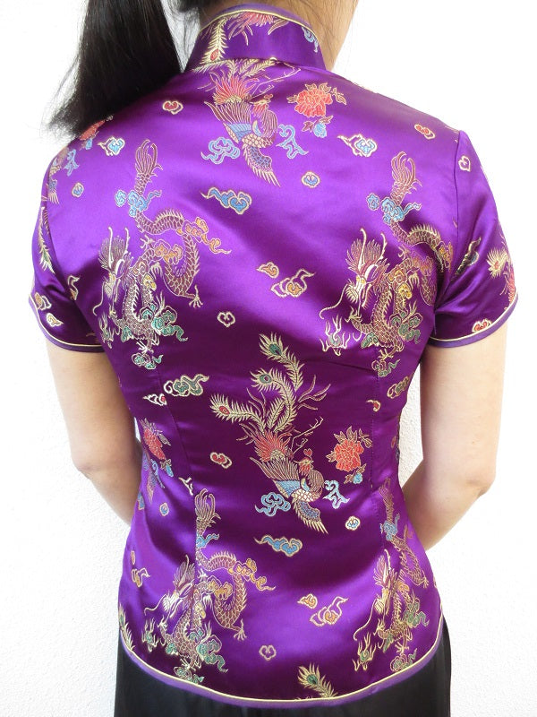 Shanghai blouse dragon/phoenix purple