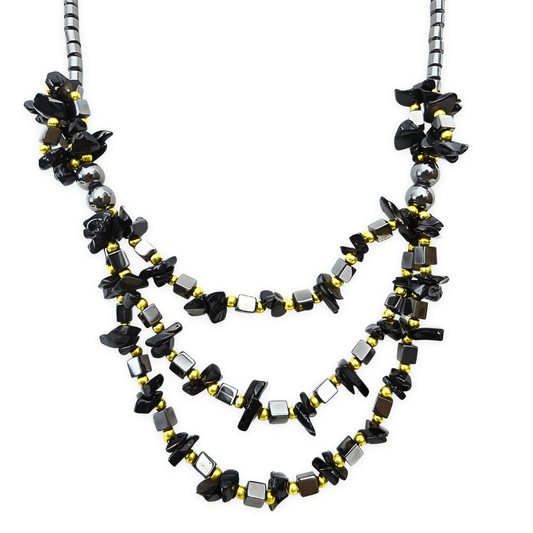 stone and haematite necklace Onyx