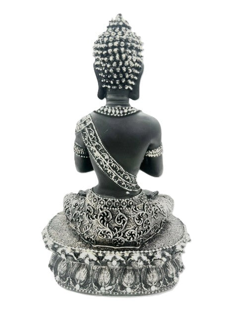Tibetan Buddha Statue - Black & Silver