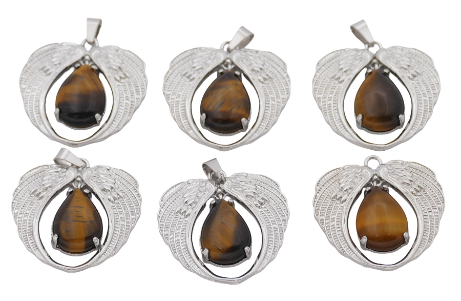 Angel Wing Tiger Eye Pendant (Set of 6 Pieces)