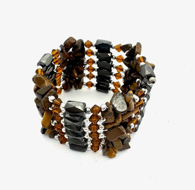 Tijgeroog Magnetisch Wikkelarmband met Kralen