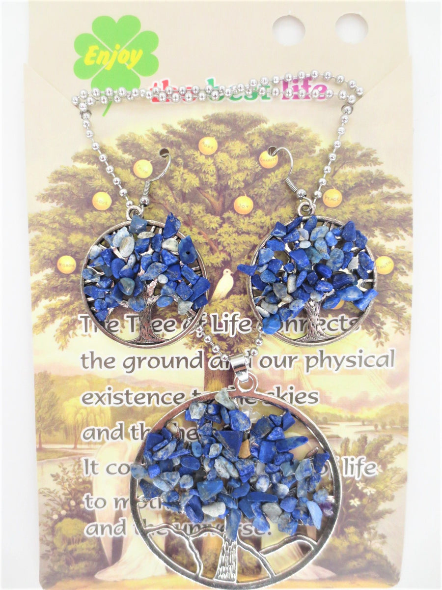 Tree of Life ketting + oorbel set sodalite