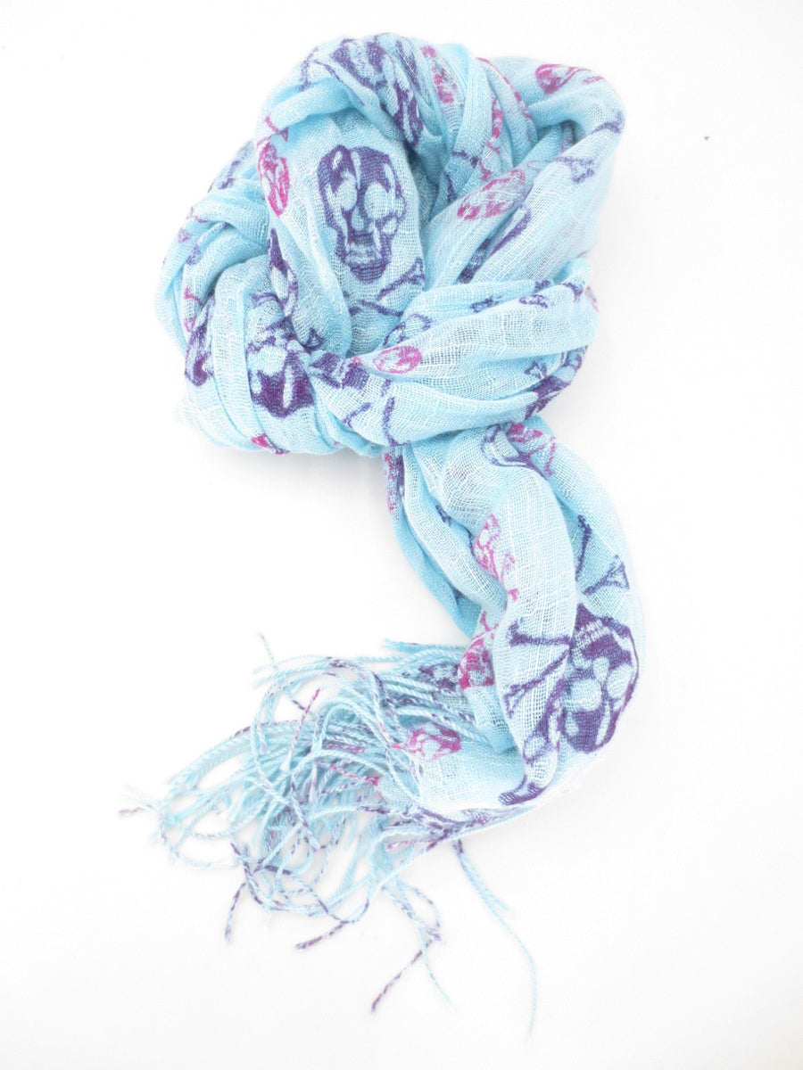 Viscose with skull light blue