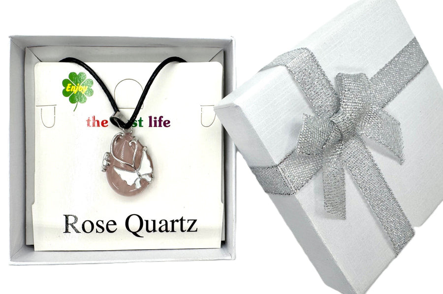 Vlinder Edelsteen Hanger Ketting - Rozenkwarts