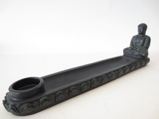 Black Sitting Japanese Buddha Incense Stick Holder