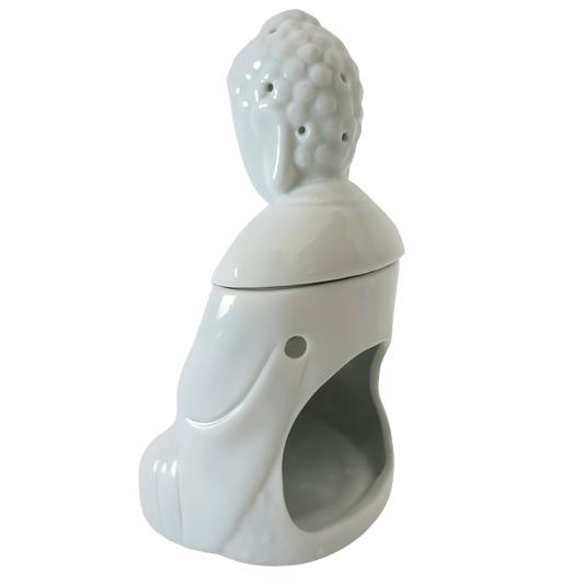 White Meditation Buddha Oil Burner Luxury