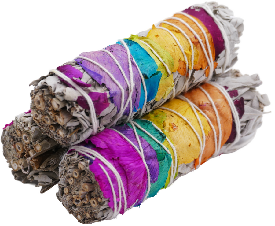Witte Salie & 7 Color Rose Petals Smudge Stick 12cm (3 x 30-40g)