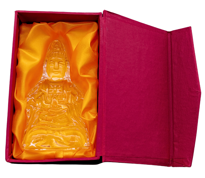 Crystal Glass Sitting Kwan Yin Statue – 13.4 cm