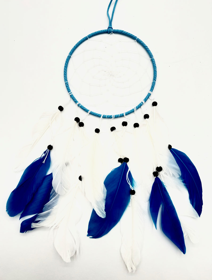 16cm Round Dreamcatchers - Blue &amp; White