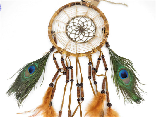 17cm Bamboo Dreamcatchers with Peacock Feathers