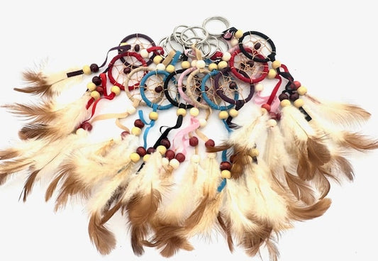 3.5 cm Keychain Dreamcatchers with Feathers (12 pieces)