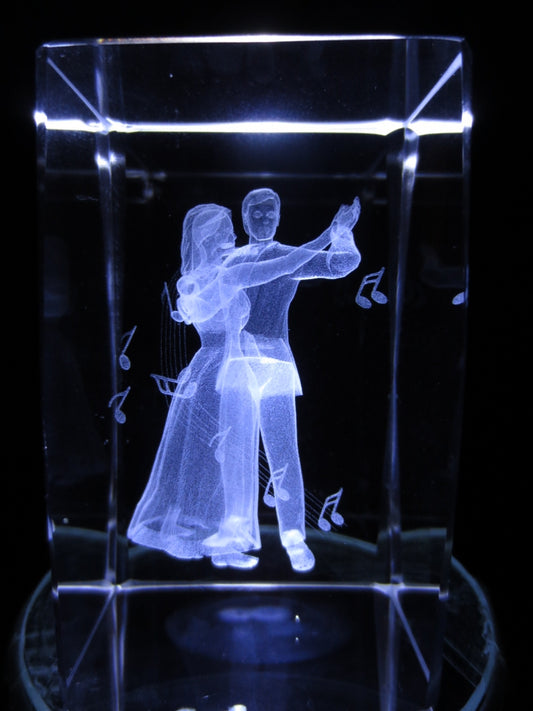 3D Crystal Laser Engraved Block - Dancing Couple