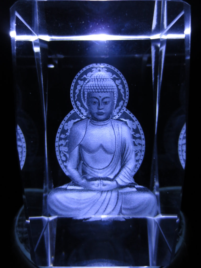 3D Crystal Laser Engraved Block – Meditating Buddha