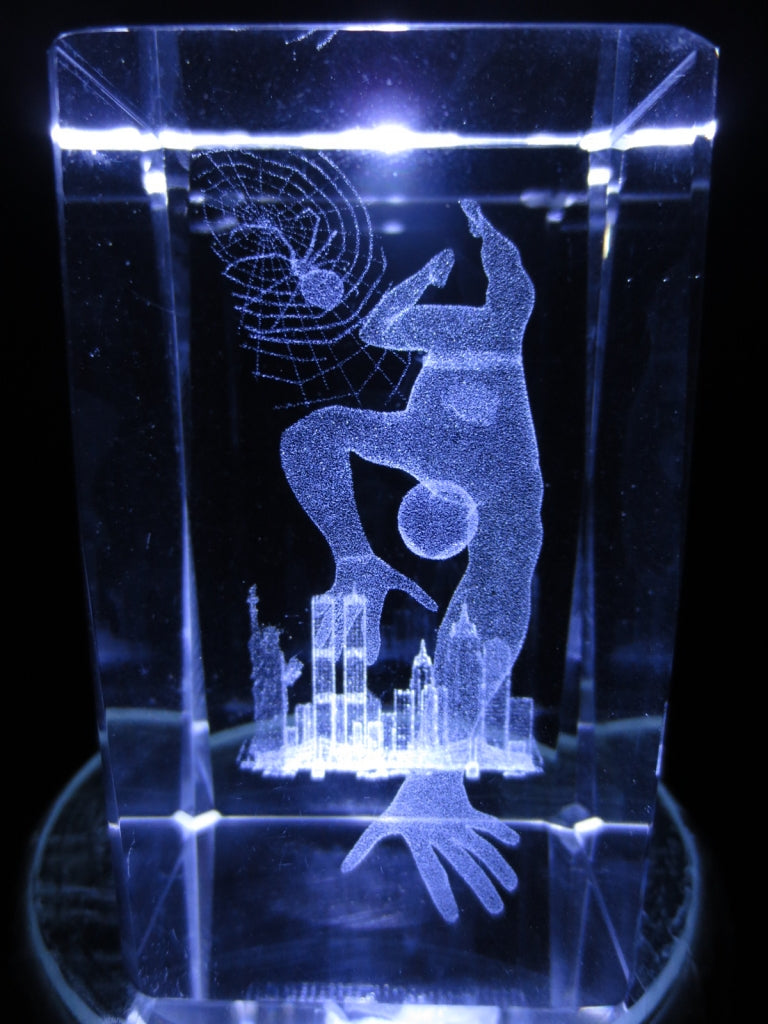 3D Crystal Laser Engraved Block – Spiderman