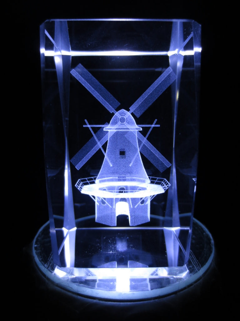 3D Crystal Laser Engraved Block – Windmill