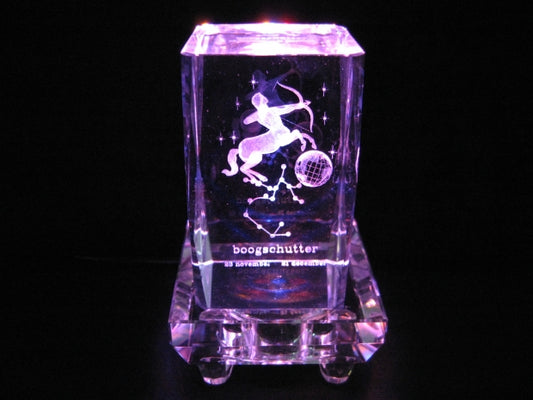 3D Crystal Laser Engraved Block - Sagittarius