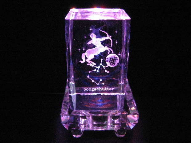 3D Crystal Laser Engraved Block - Sagittarius