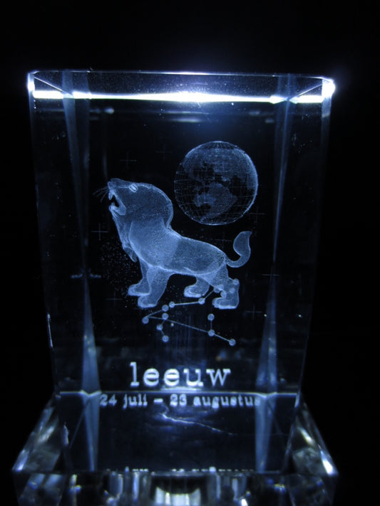 3D Crystal Laser Engraved Block - Leo