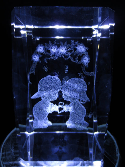3D Crystal Laser Engraving Block – Cute Couple