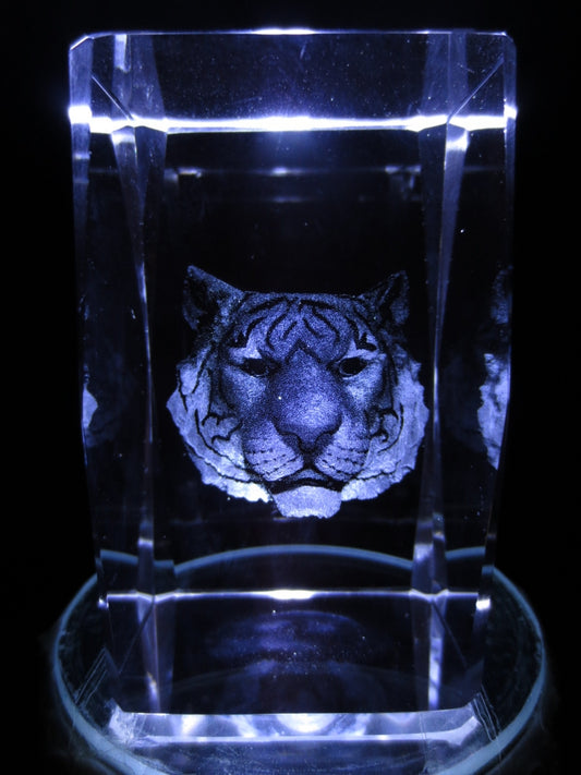 3D Crystal Laser Engraving Block – Tiger's Head