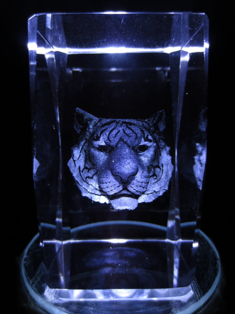 3D Crystal Laser Engraving Block – Tiger's Head