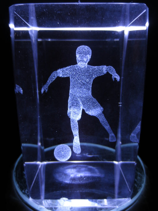 3D Crystal Laser Engraving Block – Football Player