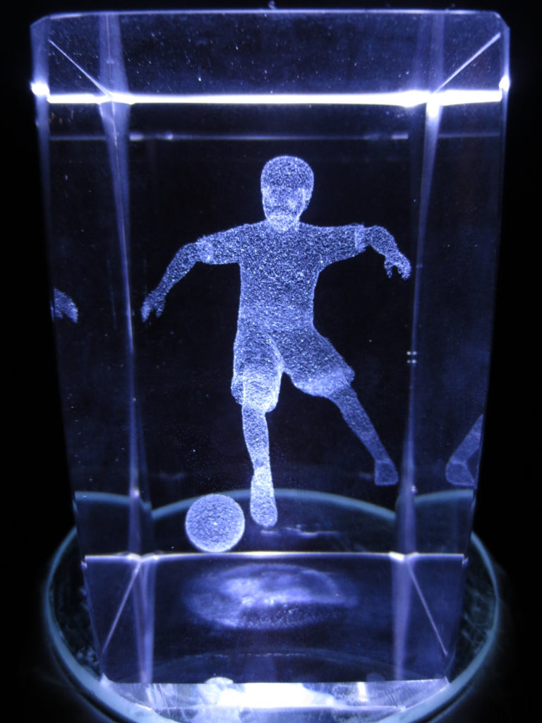 3D Crystal Laser Engraving Block – Football Player