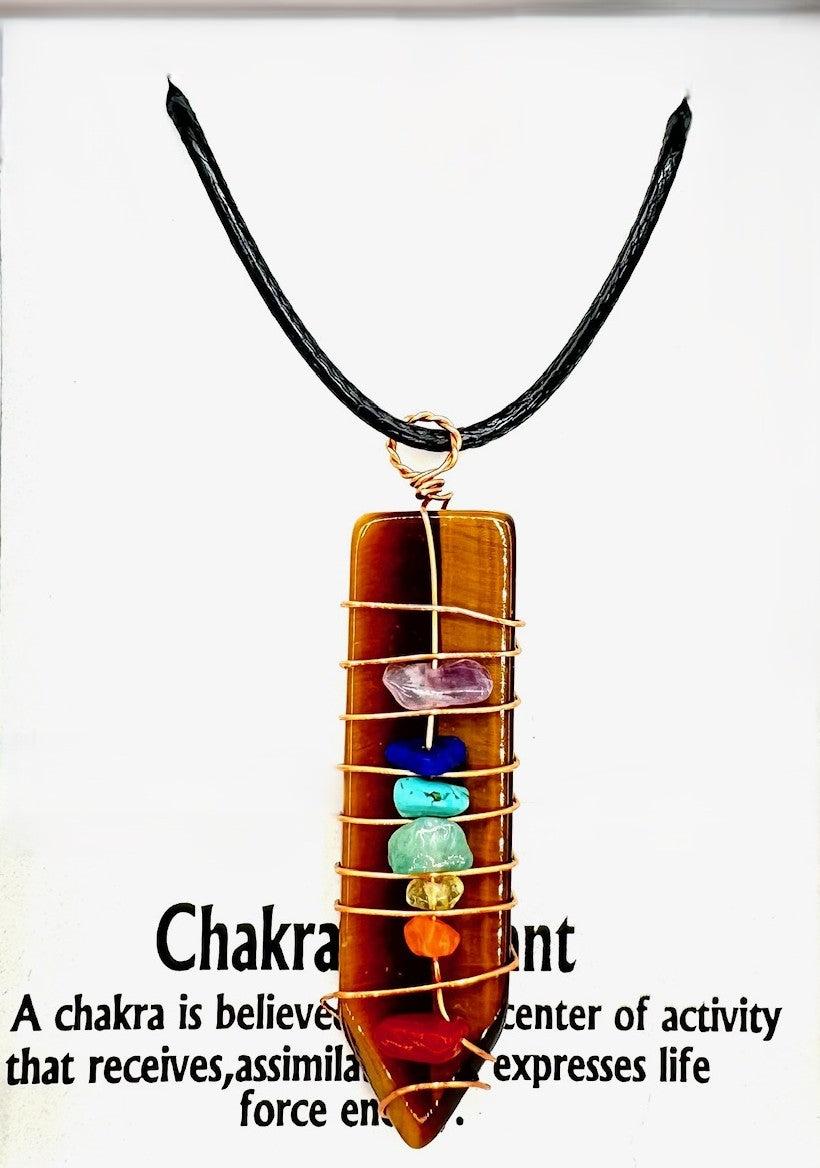 7 Chakra Gemstone Pendant Necklace (II) - Tiger Eye