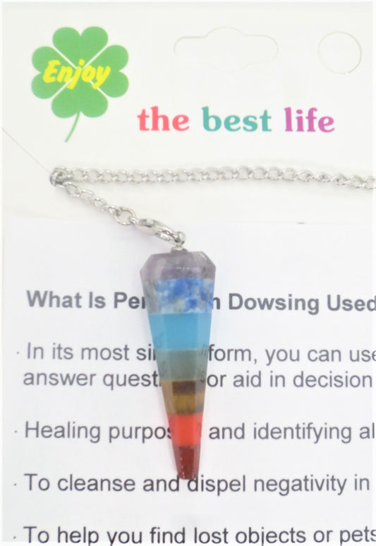 7 Chakra Gemstone Pendulum Cone