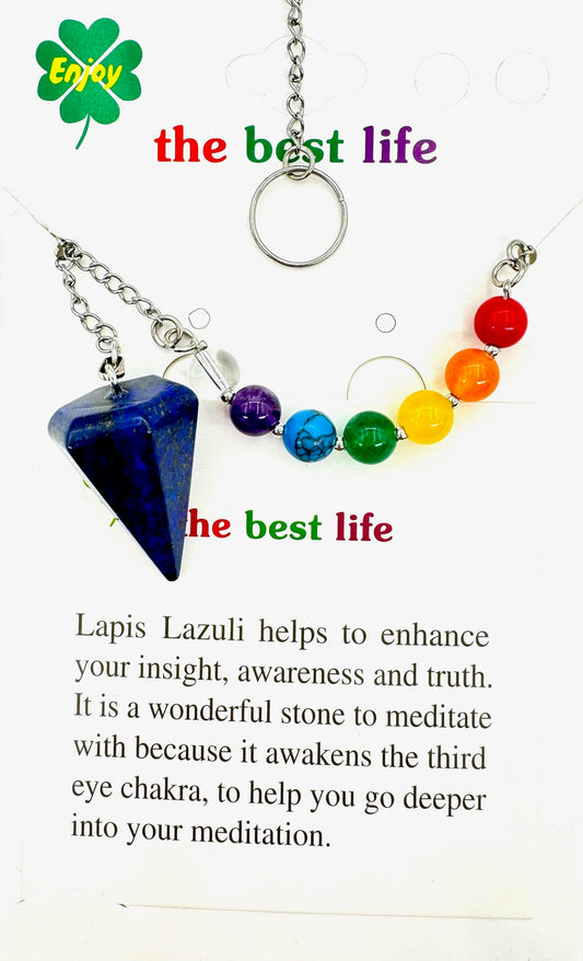 Lapis Lazuli 7 Chakra Gemstone Pendulum