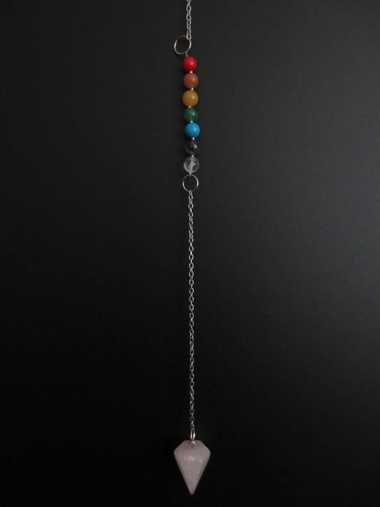 Rose Quartz 7 Chakra Gemstone Pendulum