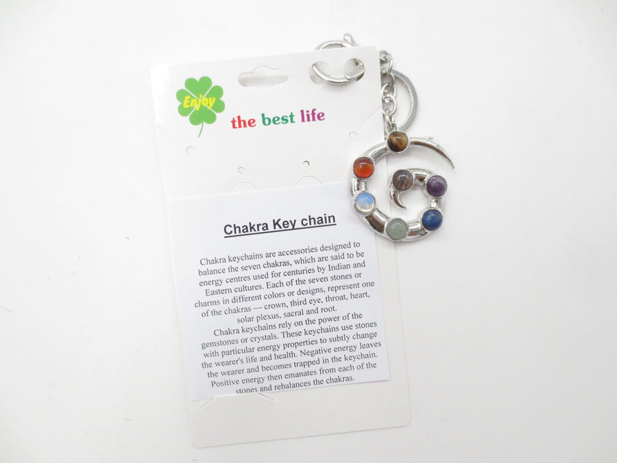 Wholesale Metal Chakra Reiki Keychain with 7 Gemstones