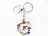 Wholesale Metal Chakra Reiki Keychain with 7 Gemstones