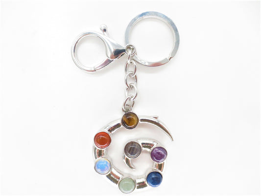 Wholesale Metal Chakra Reiki Keychain with 7 Gemstones