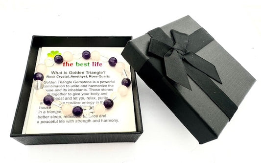 8mm Golden Triangle (I) Gemstone Bracelet – Gift Box Included
