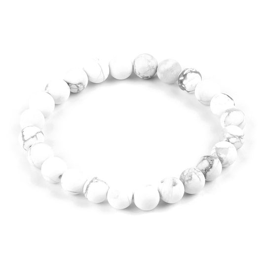 8mm White Howlite Gemstone Bracelet – Gift Box Included