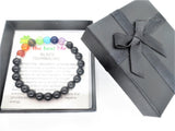 8mm 7-Chakra Black Tourmaline Gemstone Bracelet – Gift Box Included