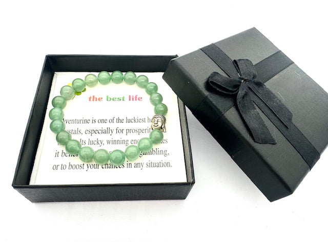 8mm Buddha Aventurine Gemstone Bracelet – Gift Box Included