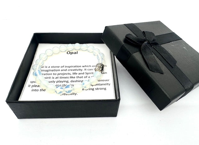 8mm Buddha Opal Gemstone Bracelet – Gift Box Included