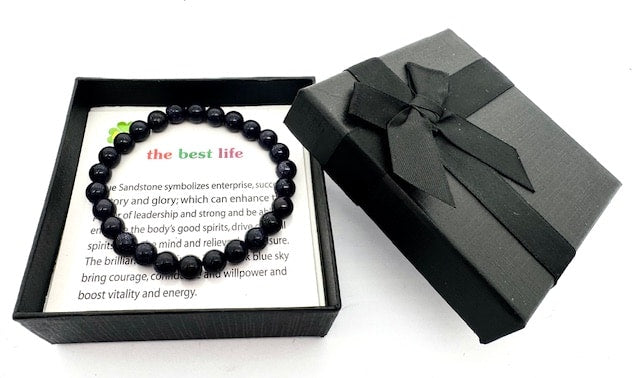 8mm Blue Sandstone Gemstone Bracelet – Gift Box Included