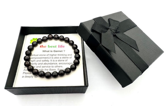 8mm Garnet Gemstone Bracelet – Gift Box Included