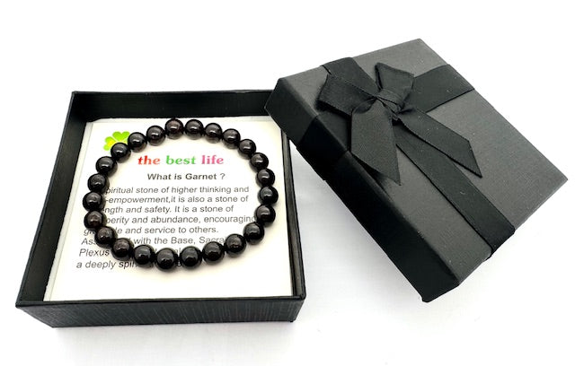 8mm Garnet Gemstone Bracelet – Gift Box Included