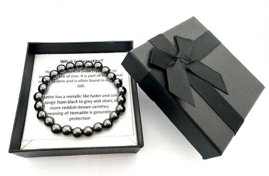8mm Hematite Gemstone Bracelet – Gift Box Included