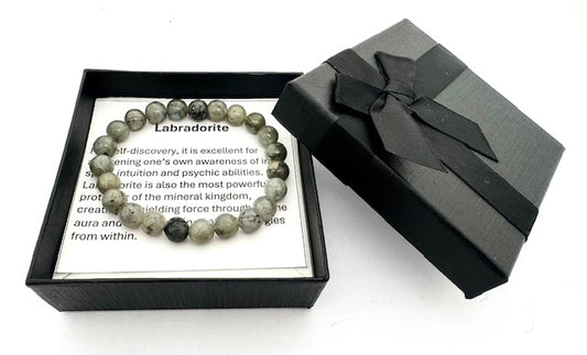 8mm Labradorite Gemstone Bracelet – Gift Box Included