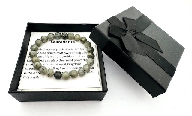 8mm Labradorite Gemstone Bracelet – Gift Box Included